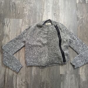 Hollister Crop Motto Women's Sweater grey long sleeve size S